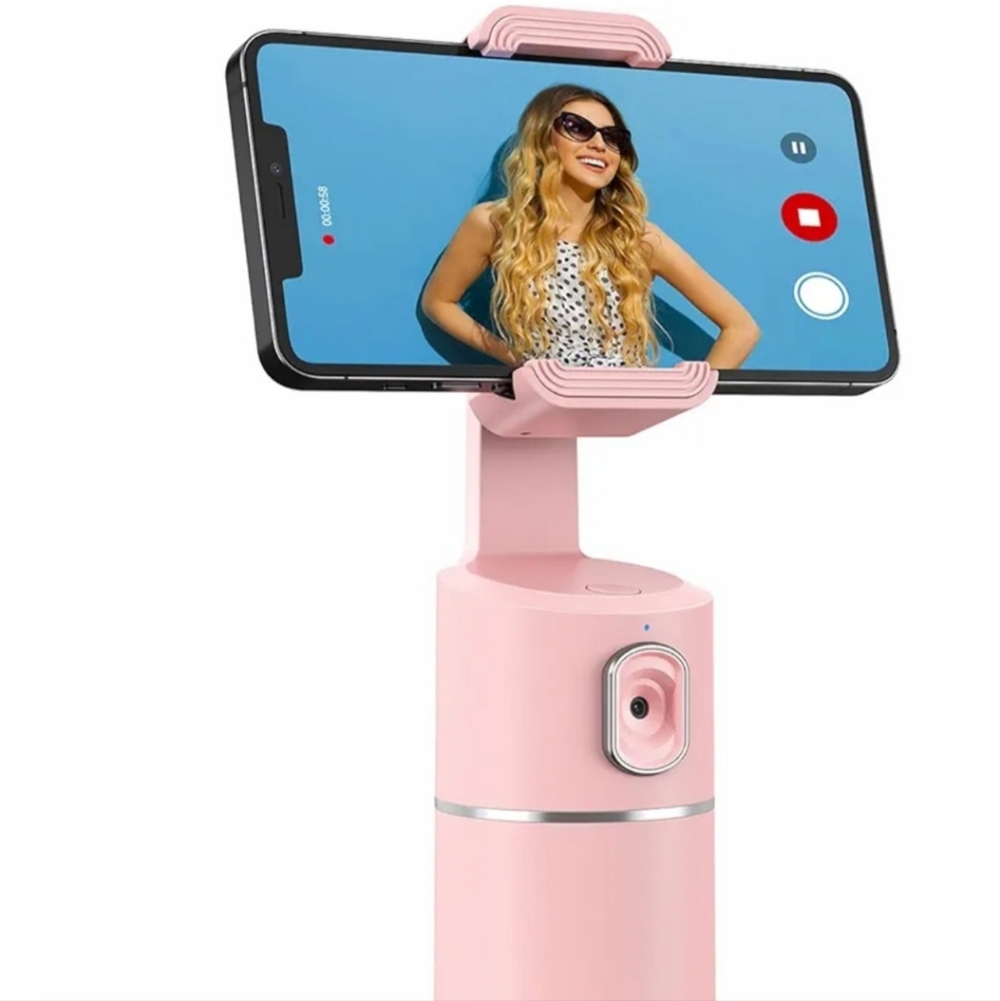 Auto Tracking Phone Holder,360° Rotation Tripod Pink